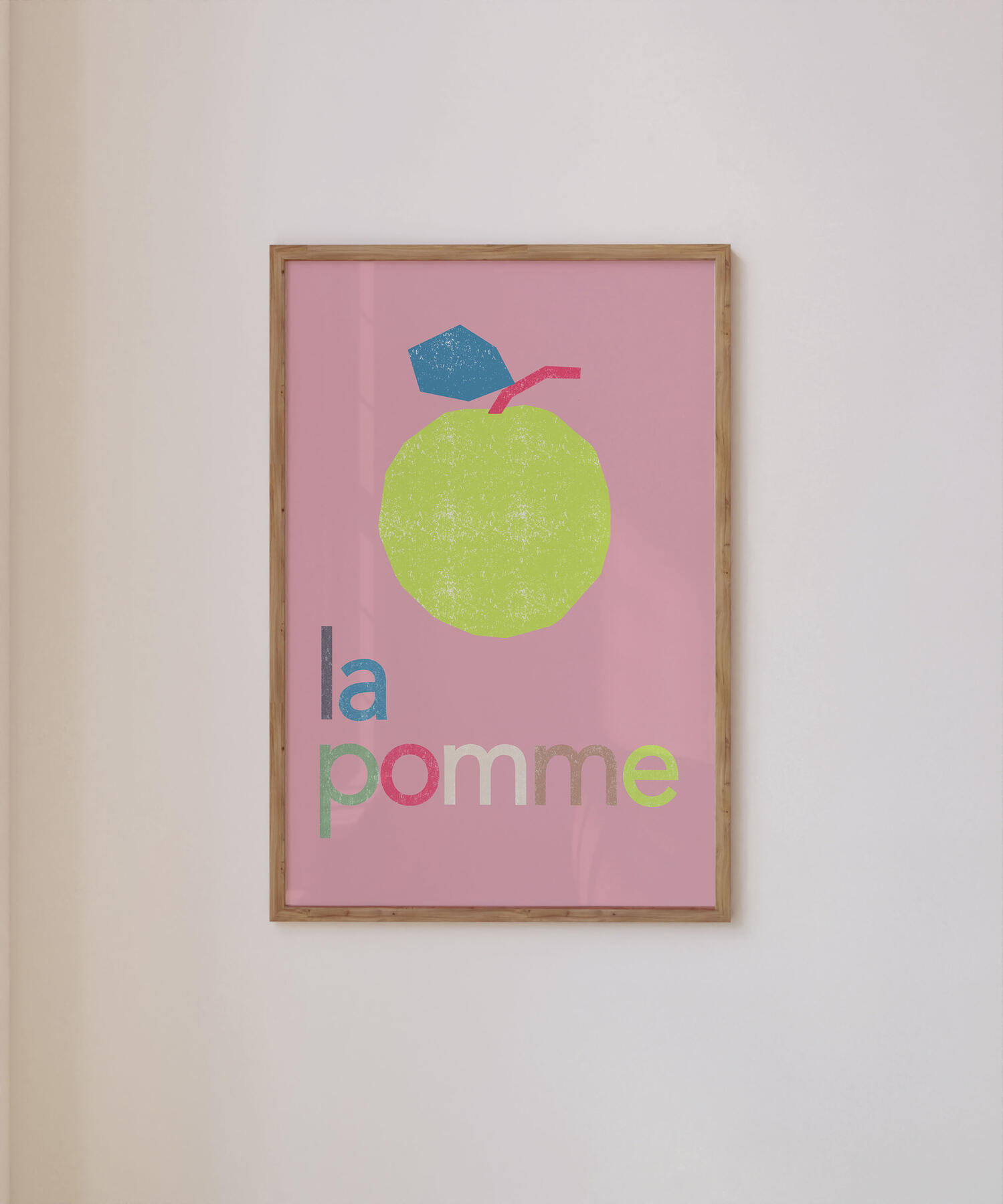 La pomme print. French kitchen art print. House of Clouds. Living room print. Typographic print.